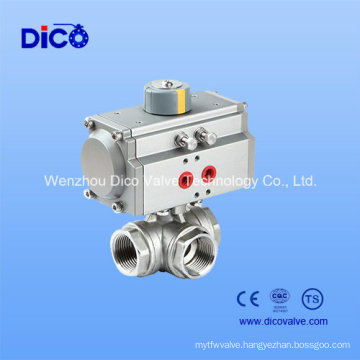 Three Way Threaded Pneumatic Ball Valve for Water Treatment